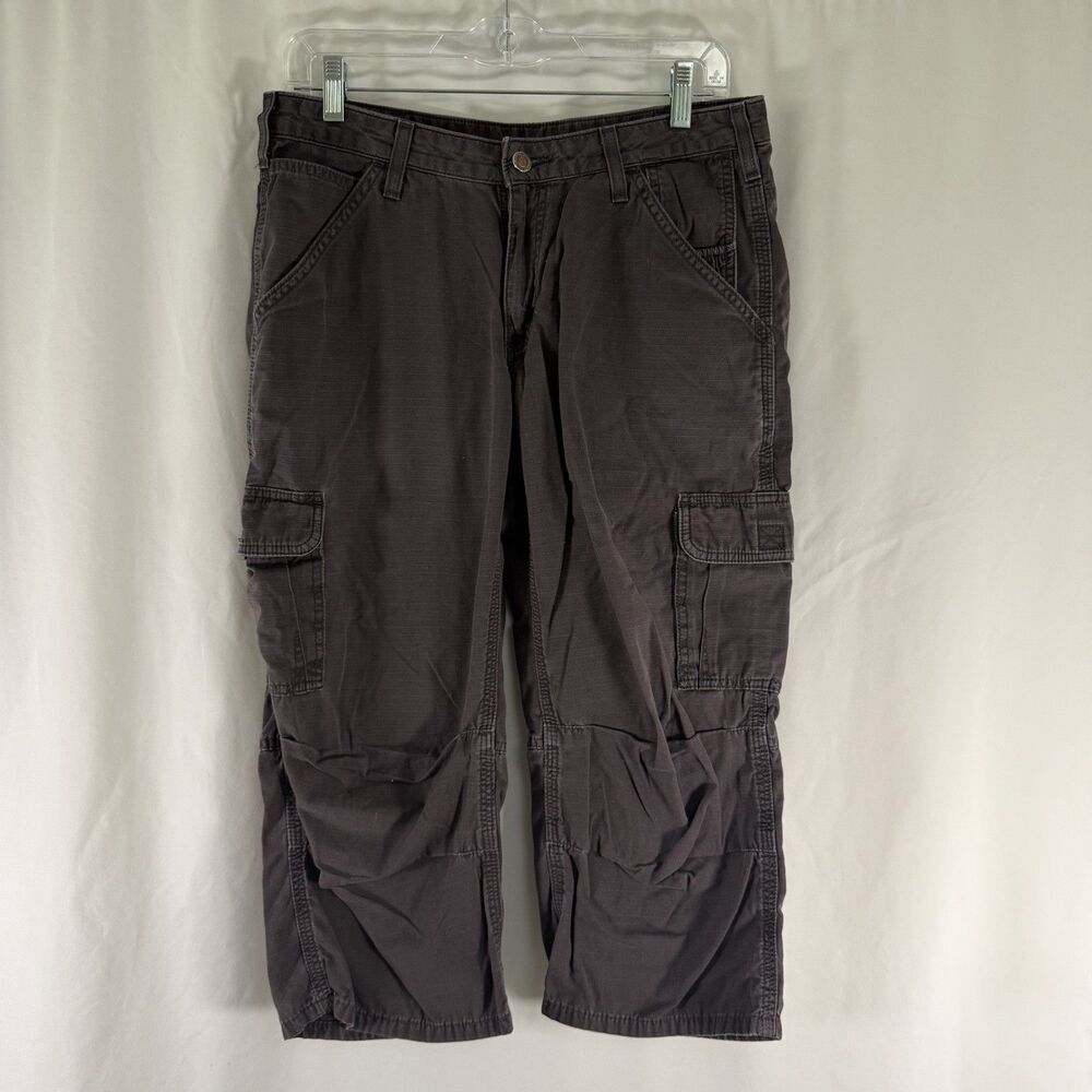 Carhartt Cargo Capris Women's 6 Grey Ripstop Mid Rise Cotton Blend 20" Inseam